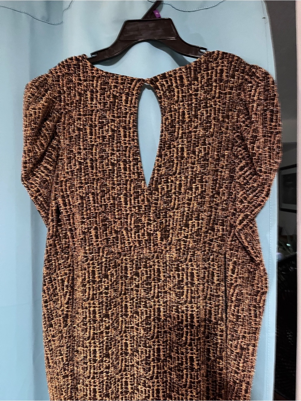 Lulu's Black and Copper Metallic Ruched party dress - Picture 3 of 6